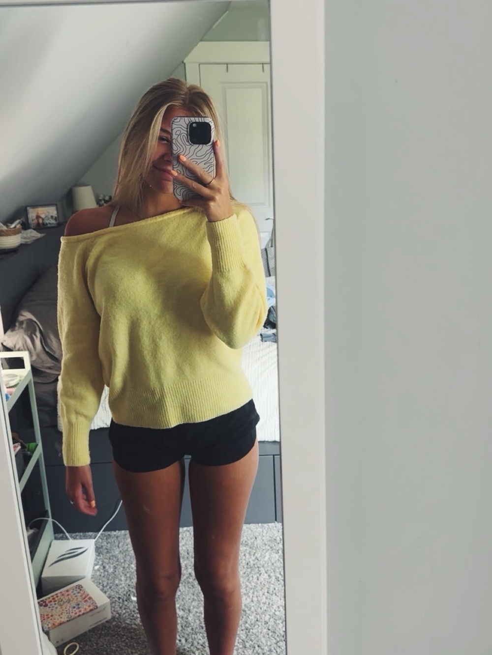 NWT Francesca's Yellow Off-Shoulder Sweater